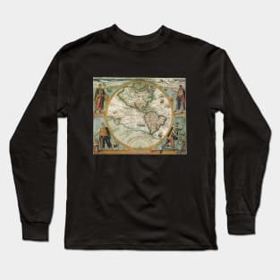 Antique World map of the Americas by Theodor de Bry Long Sleeve T-Shirt